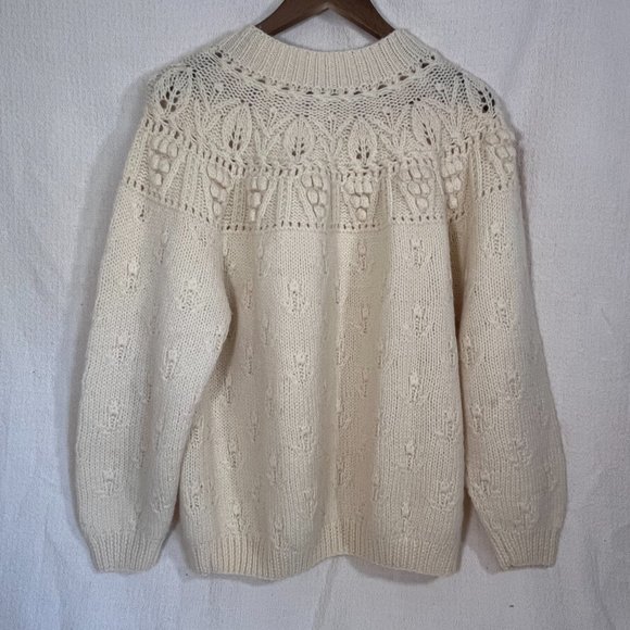 MONSOON Vintage Chunky Oversized 100% Wool Hand-Knit Sweater - Picture 4 of 5
